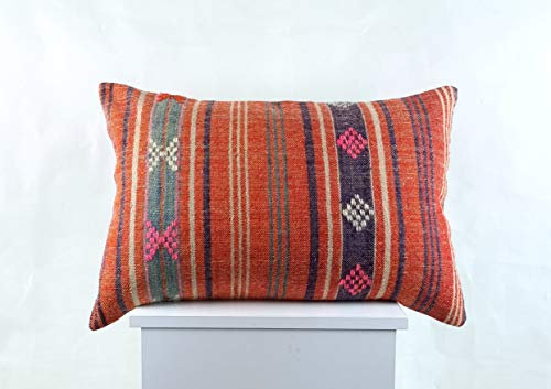 Kelim Kissen 40x60 cm Handgefertigt Kissenbezüge Türkisch Lendenkissen Dekorative Kissenhülle Dekokissen Zierkissen Sofakissen Teppiche Ethnische Kilim Kissenbezug code A1492
