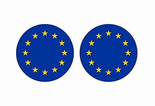 Akachafactory 2 x Aufkleber, rund, Motiv: Kokarde Flagge Europa Europa