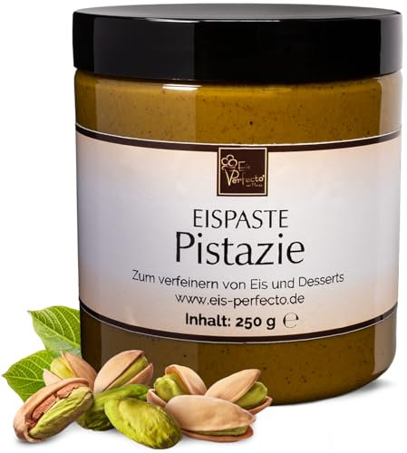 Pistazien-Eispaste zum Verfeinern von leckerem Eis, Desserts, Getränke, Pralinen Torten und vielem mehr. » reine Pistazie ohne künstliche Aromastoffe »Inhalt 250 g