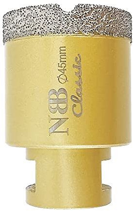 NBB Broca de diamante con M14, corona diamante para taladrar en seco y en húmedo profesionalmente en porcelana dura, cerámica, baldosas, granito, mármol, azulejo, para Amoladora Angular (1, 45mm)