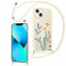 Yoedge Halskette kompatibel mit Apple iPhone 13 Mini 5,4 Zoll, Handyhülle mit Kordel, ultradünn, weich, TPU, Bumper, 360 Grad stoßfest, mit verstellbarem Kordel, Blume