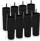 Volhoply 600ml Tumbler en Plastique Réutilisables Lot de 8,Tasse en Plastique à Double Paroi avec Couvercle et Paille,Gobelets à Café en Acrylique de Matte Libre BPA pour Soirées,Cadeaux(Noir,8 Set)