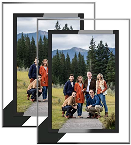 ASelected A4 Bilderrahmen 2 Stück Bilderrahmen Glas Bilderrahmen Freistehend und Wandmontage für Familienfotos Zertifikate Heimdekoration Silber