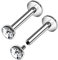 KJM FASHION 2 Stk Metall Innengewinde Labret 1.2 mm 16gauge 9mm 3mm Klar Kristallkugel Snakebites Monroe Ohrringe Piercing Schmuck 8466