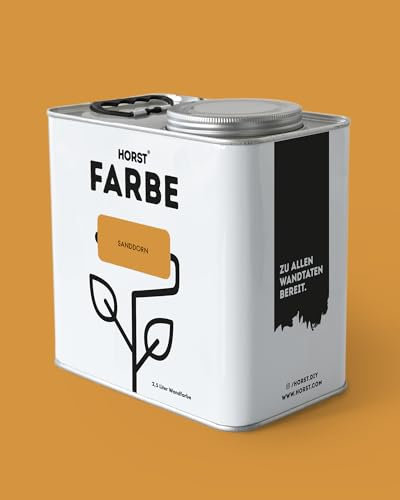 HORST Wandfarbe Sanddorn 10L - Hochwertige Innen-Farbe - Hohe Deckkraft & Schnelltrocknend - Geruchsneutral - Spritz- & Tropffrei - 100% Natürlich - Orange