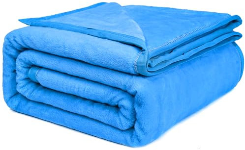 KANKAEU Kuscheldecke Flauschig 200x230 cm, 380GSM Superweiche & Zarte Fleecedecke, Flauschige Decke, Wohndecke Kuscheldecken als Sofadecke, Flanelldecke, Couchdecke, Glanz Blau