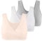 COLOMI Maternity Nursing Bra Wireless Cotton Breastfeeding Bra for Sleep (L, Grey+White+Apricot)