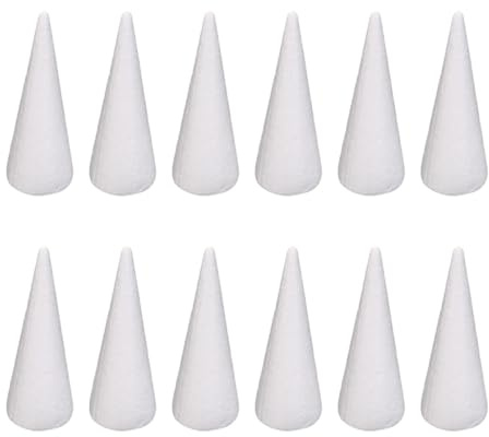JISADER 12x Cono in Schiuma, Coni in a Forma di Bianco, Arredamento per Feste di Natale, Coni in Polistirolo Albero di Natale per Feste, Vacanze, 20 cm
