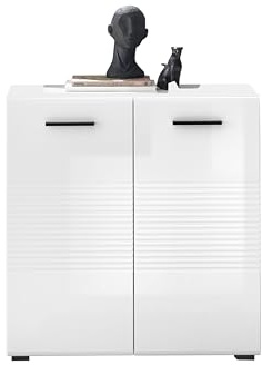 Stella Trading Kommode BC 1065 weiß Hochglanz Front - Moderne Kommode mit viel Stauraum für Ihren Wohnbereich - 80 x 83 x 40 cm
