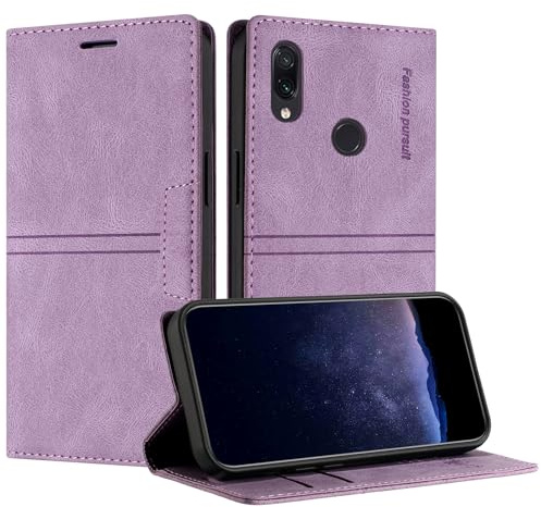 TOUCASA Custodia per Xiaomi Redmi Note 7 / Redmi Note 7 Pro, Flip Custodia Portafoglio in Pelle, con Funzione Stand Chiusura Magnetica Slot per Schede Custodia per Redmi Note 7 - Viola