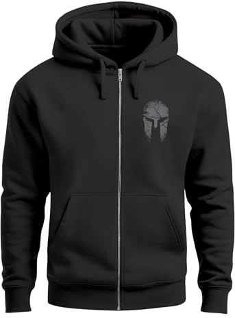 Neverless® Zip-Hoodie Herren Sparta Sweatjacke Kapuze Print Aufdruck Motiv Zipjacke Männer Fashion Streetstyle