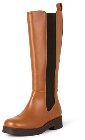Amazon Essentials Stivali Alti con Soffietto Donna, Cammello, 41 EU