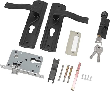 Yosoo Health Gear Internal Door Handle With Lock and Key, Lever Latch, Locking Backplate for Home Bedroom Bathroom