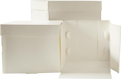 Decora, 0339408 Kuchenbox aus Karton mit Deckel, 40,5 x 40,5 x 40,5 x 40 cm, zum Transportieren und Aufbewahren von dekorierten Torten, einzeln verpackt, patentiertes Produkt, hergestellt in Italien
