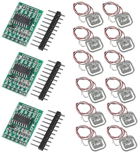 12 Stück Halbbrücken Wägezelle 50kg Halbbrücken-Dehnungsmessstreifen Gewichtungssensorse + 3 Stück HX711 Modul für Arduino Mikrocontroller DIY