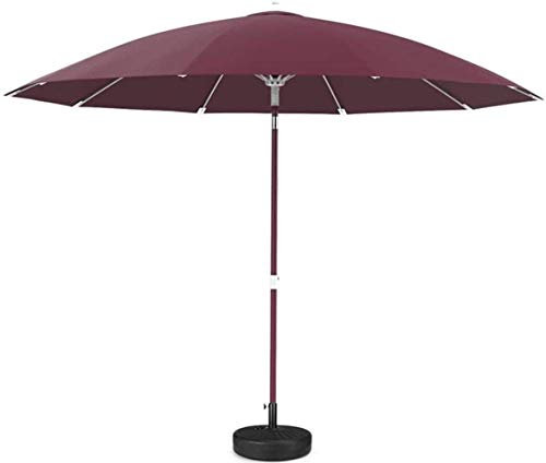 KLLJHB Parasols de jardin d'extérieur de 2,7 m avec bouton-poussoir d'inclinaison, parasol de terrasse pour table basse, marché de jardin, fibre de verre nervurée, rouge vin, A