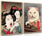 MUWAK Lustige Anime-Poster, japanische Dekoration, 2er-Set – Frau schreit Katze, Leinwand-Kunst, Vintage-Anime-Katzen-Wanddekoration für Wohnzimmer, Flur, Küche, Heimdekoration, 40,6 x 61 cm,