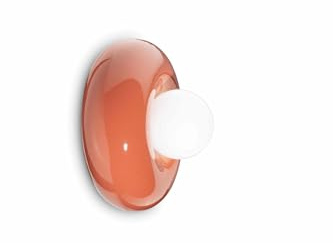 Licht-Erlebnisse Wandlampe Keramik Glas G9 rund D: 25 cm Orange Weiß Retro Design kleine Wandleuchte Wohnzimmer Flur Wandbeleuchtung innen