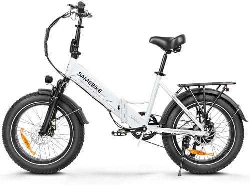 SAMEBIKE Elektrofahrrad 20 Zoll, Klapprad, Pedelec, 13Ah/48V Lithium-Akku, bis zu 80-120km Reichweite, Hydraulische Bremse, für Damen und Herren (weiß)