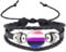 HIJONES Pride Rainbow LGBT Lederarmbänder für Schwule Lesben Stapelbar Regenbogen verstellbare Armbänder Schmuck Schwarz Genderfluid