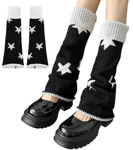 mizikuu Lose Gestrickte Beinwärmer, Beinstulpen für Damen Winter Stulpen Y2K Beinstulpen Lolita Leg Warmers Lange Socken für Cosplay Halloween Karneval Weihnachten Party