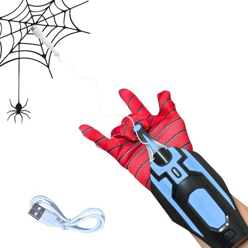 Spider Web Shooter 8 FT Spinnennetz Launcher Handschuh Handschuhe Automatische Seil Launcher Rollenspiel Spielzeug Web Launcher String Shooters Toy für Kinder mit USB Ladung