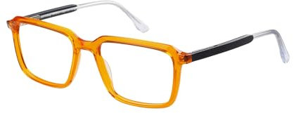 Botaniq Brille mit Sehstärke in Orange für Herren optional mit Sonnenbrillentönung oder Blaulichtfilter, Quadratisch, gefertigt aus Acetat, Modell: BIO-1109-115 (inklusive Brillenetui)