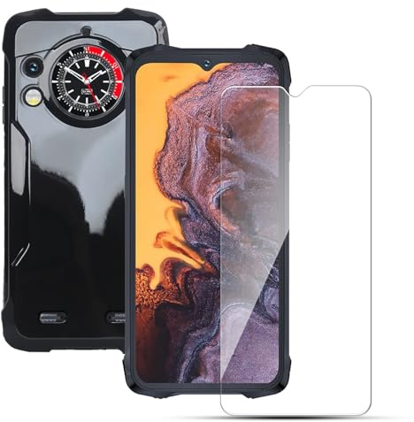 Houjunor Handyhülle für Cubot Kingkong 9 (6.58''), Weiches Silikon TPU mit Absturz- und Kratzschutz, Schutzhülle Tasche für Cubot Kingkong 9 mit HD Tempered Glas Schutzfolie - (Schwarz)