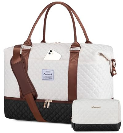 LOVEVOOK Travel Bags for Women Weekend Overnight Carry On Duffel Bag with Shoe Compartment Hand Cabin Luggage Holdall for Ryanair EasyJet Maternity Hospital Bag Large Gym Sports Bag for Vacation