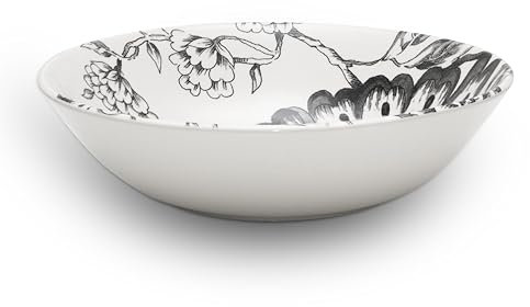 Wade WA967024BLK Botanical Night Cereal Bowl with Black Floral Design, Crafted from Earthenware, Made in Stoke-on-Trent, 19cm, Black