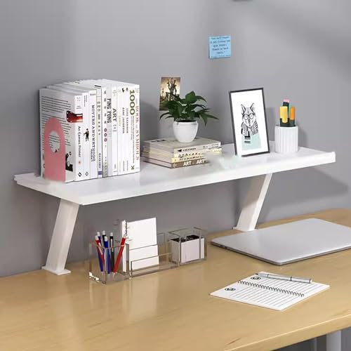 Desktop Organizer with Clamp on Desk Shelf and Extender Shelves Heavy Duty Gaming and Office Accessories Holder Ergonomic Monitor and Laptop Riser Stand Bianco Size L: 40