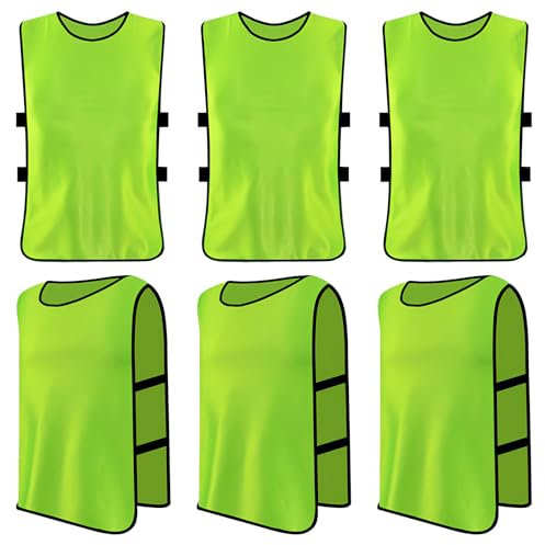 Daelesr 6 Stück Trainingsleibchen Basketball für Kinder, Sport Training Lätzchen, Fußball Leibchen Kinder Set, Sport Trikot Leibche für Fussball, Rugby, Netzball, Cricket, Volleyball, Hockey (Grün)