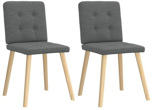 vidaXL Esszimmerstühle 2 STK. Dunkelgrau Stoff, Stuhl, Wohnzimmerstuhl, Restaurantstuhl, Küchenstuhl, Beistellstuhl, Stoffstuhl, Esstischstuhl