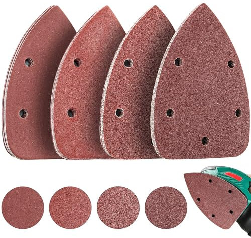 40PCS Sanding Pads, Mouse Sander Pads 10x60/80/120/240 Grits, 5 Holes Multi Tool Sanding Pads, for Black and Decker Detail Hand Sander Pads, Can be used on Wood, Metal, Plastic
