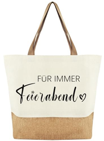 Jutebeutel Rentner, Jute Tote Bag für Renteneintritt Frauen, Jute Baumwolltasche Stofftasche als Ruhestandsgeschenk, Abschiedsgeschenke, Geschenke für Kollegin Abschied, Geburtstage, Weihnachten