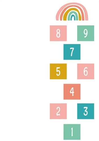 Himmel Und Hölle Aufkleber Bodenaufkleber – Zahl Himmel Und Erde Mattenaufkleber | Wand-, Papier-, Fliesen-, Puzzle- Und Zahlen-Bodenbelag-Pad – Weg-Bodenaufkleber Für Hop Scotchs-Spiele, Kinder