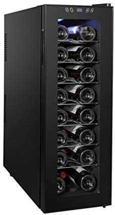 IUBGFTO Wine Cooler Refrigerator - Red Wine Fridge Chiller Vertical Wine Cooler - Freestanding Compact Mini Wine Fridge 24 Bottle - Electronic Cooling -60W