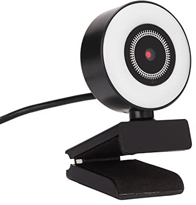 XUMIUZIY Webcam Full HD 1080p avec Micro intégré, Webcam USB 1080p avec Lumière Ringard, Web Cam Streaming HD pour PC, Ordinateur de Bureau, Plug et Play (Mise au Point Fixe 1080P)