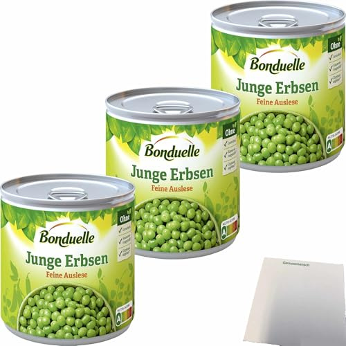 usy Bundle für Bonduelle Junge Erbsen feine Auslese 3er Pack (3x400g Dose) + usy Block