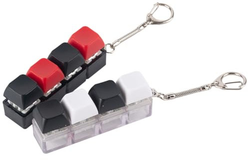 GWAWG 2 Pcs Keyboard Fidget Toy, 4 Button Fidget Keyboard Keychain, Stress Relief Toys, Funny Finger Keyboard Keychain Fidget Toys, Keyboard Fidget Clicker Decompression Gift for Adults Kids
