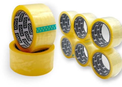 KOVO Clear Packing Tape 48mm x 66m - Heavy Duty Packaging Tape for Shipping, Moving, Storage, and Office Use - Strong Adhesive, Long Lasting, Clear Box Tape - 6 Rolls Value Pack