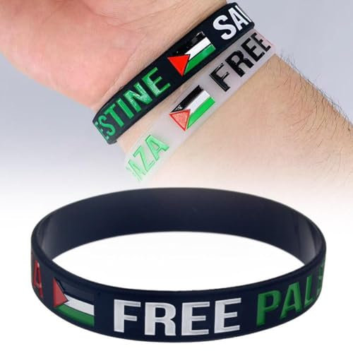Palästina-Armband, Silikon-Armband, Palästinensische Flagge, Palästina-Flagge, unterstützt Palästina-Armbänder für Damen und Herren, elastisches palästinensisches Armband