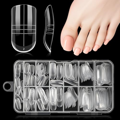 Kiiwah 130 Pièces Popit Ongle Pieds, Réutilisable en Polygel Formes à Ongles Doubles pour Orteils Carré Long pour Kit d'Extension Pédicure, 13 Tailles