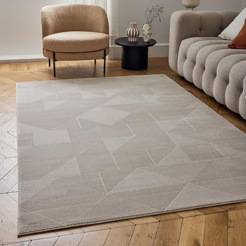 THE RUGS Carmel Modern Area Rug - Stain-Resistant, Non-Shedding, Durable Rugs for Living Room and Bedroom [ Abstract Beige, 200x290 cm ]