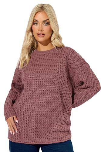 Yours Curve Waffle Knit Jumper - Women's - Plus Size Curve Pink