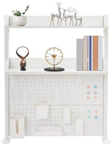 Clamp On Organizer Shelf | Pegboard Display Stand | 3-Tier Office Computer Desks | Multipurpose Countertop Hutch Bookshelf | Clamp-on Desktop Shelving System | Each Tier Load Capacity: About 20Kg