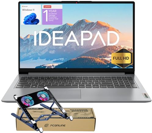 Lenovo IdeaPad - Laptop familiar 2025, pantalla FHD de 15.6 pulgadas, CPU Intel N6000, 12 GB de RAM, SSD de 256 GB + eMMC de 128 GB, batería de 10 horas, Win11, ADP de 1 año + Office 365 con nube de 1