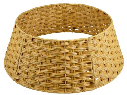 Beutrain Weihnachtsbaum Kragen aus Rattan,Handgefertigter Weihnachtsbaum Rock,Weihnachtsbaum Kragen,Abdeckung für Christbaumständer Korb