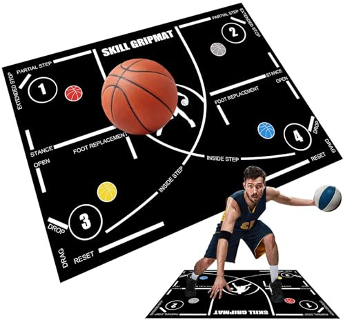 Basketball-Fußtritt-Trainingsmatte - 120 X 86 Cm Rutschfeste, Geräuscharme Basketball Griff Trainingssystemmatte, Beweglichkeits-Fußschritt-Trainingsmatte, Für Das Dribbling-Training Zu Hause