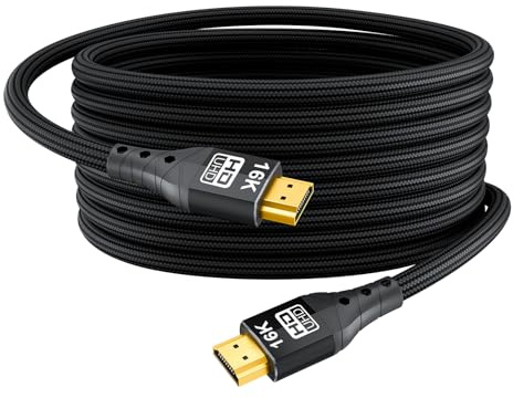 ZIKNYDO Long HDMI 2.2 Cable 5m, (96Gbps, 16K/10K/8K/4K, Dynamic HDR, HDR10+, Dolby Vision, Dolby Atmos, DTS:X, HDCP 2.2&2.3, 16ft), Ultra High Speed HDMI Cable compatible with PS5, Xbox, HDTV